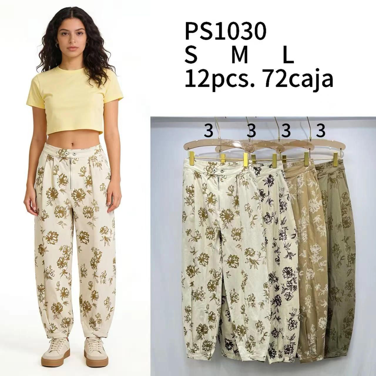 Pantalones estilo Jogger con estampado floral-PS1030
