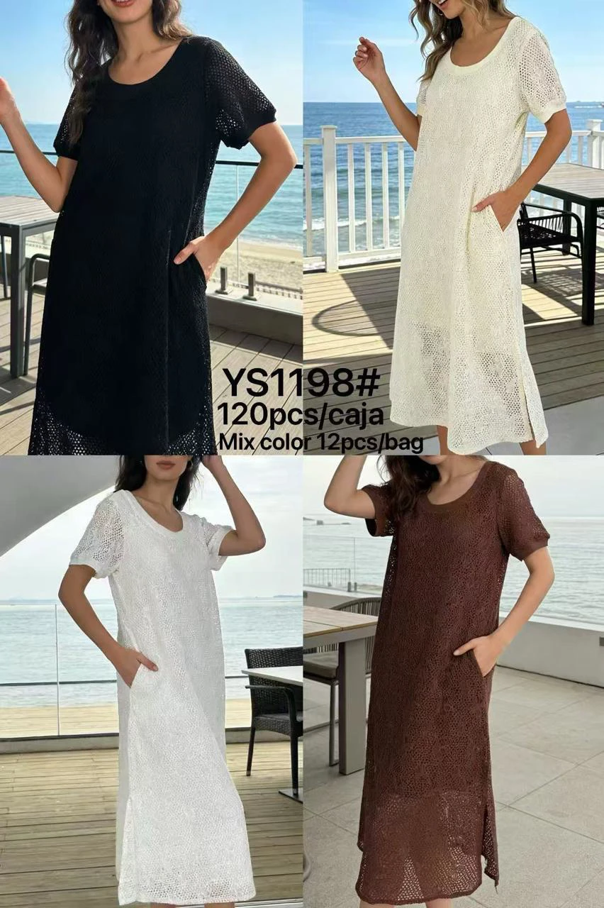 Vestido largo de punto calado-YS1198