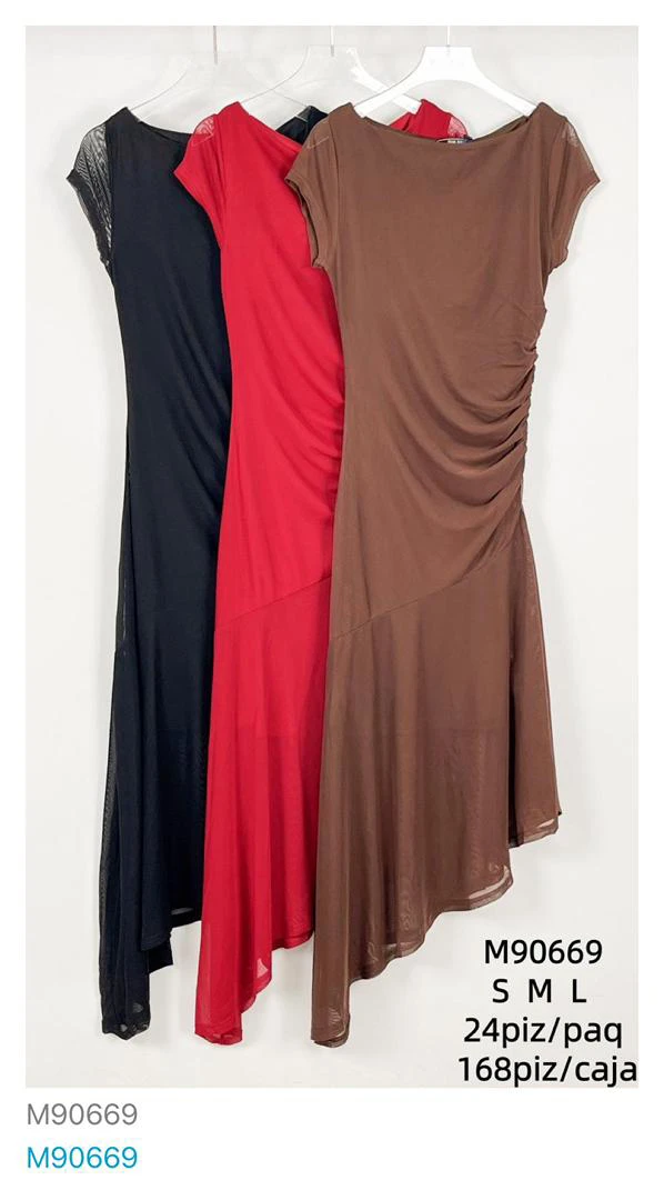 Vestido de manga corta-M90669