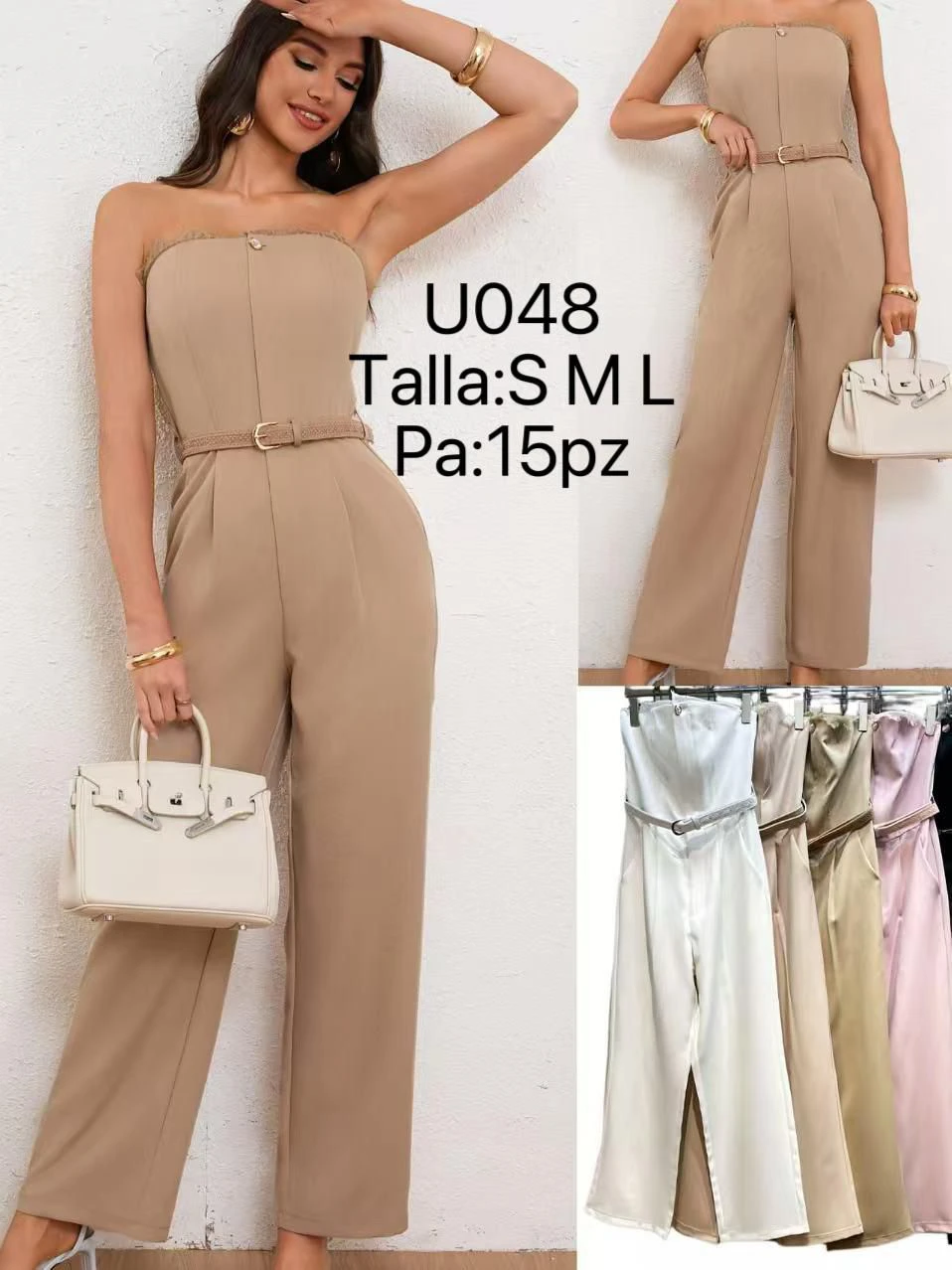 Jumpsuit Strapless con Cinturón-U048