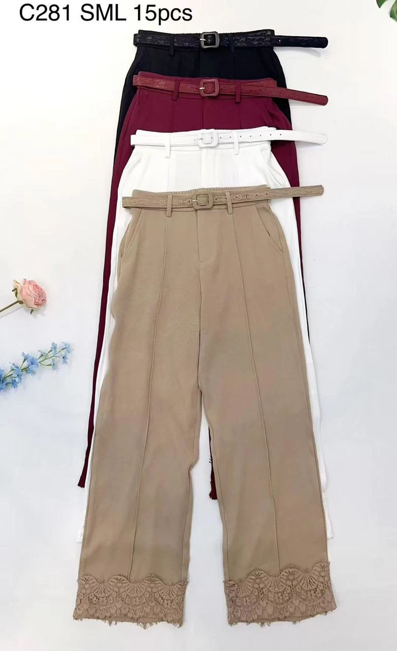 Pantalón de vestir con cinturón-C281