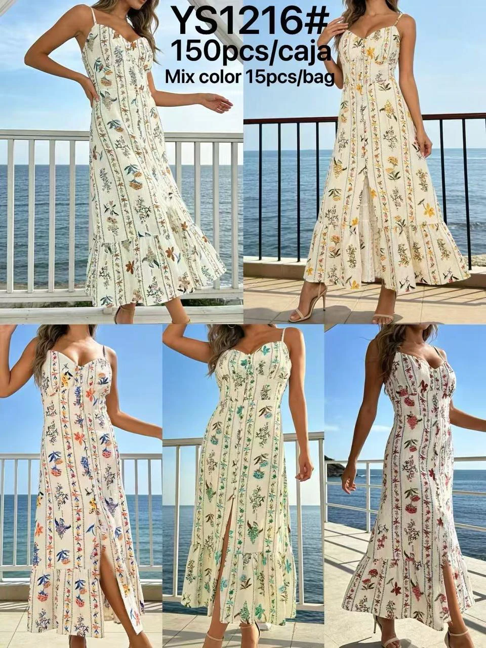 Vestido largo floral sin mangas-YS1216