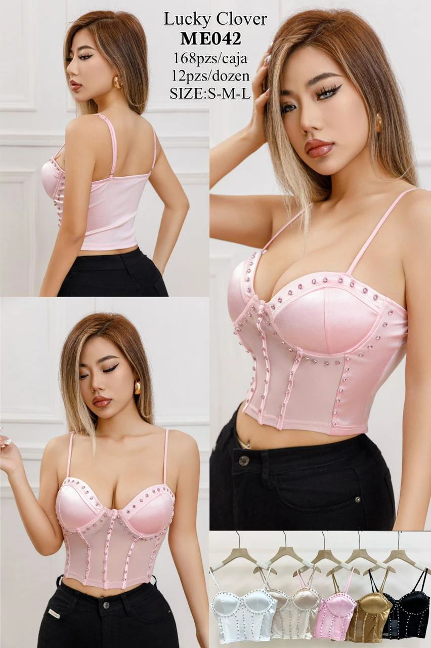 Top tipo corsé con detalles de pedrería-ME042