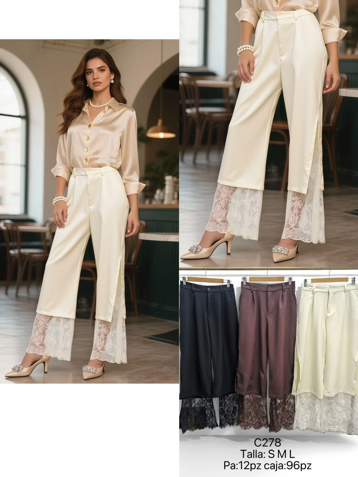 Pantalón con encaje-C278