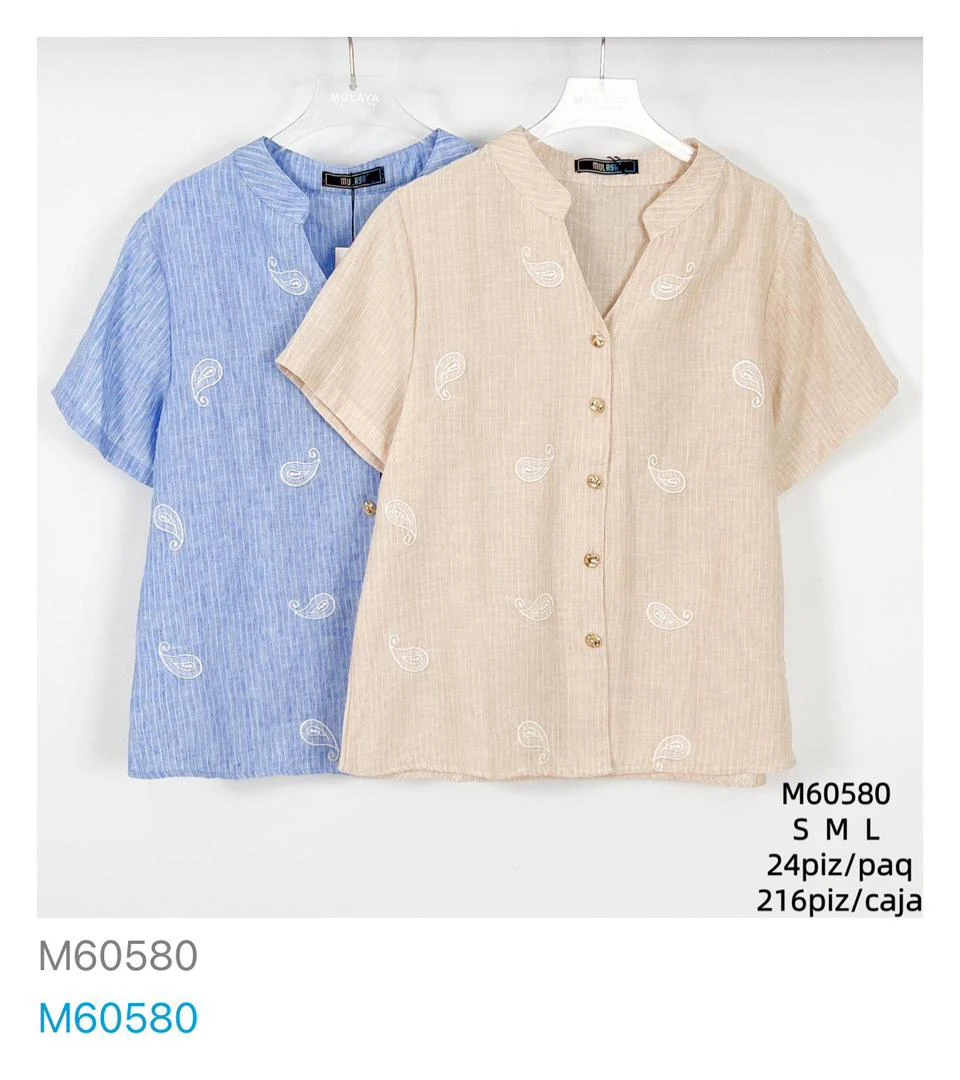 Blusa de manga corta con estampado de paisley-M60580