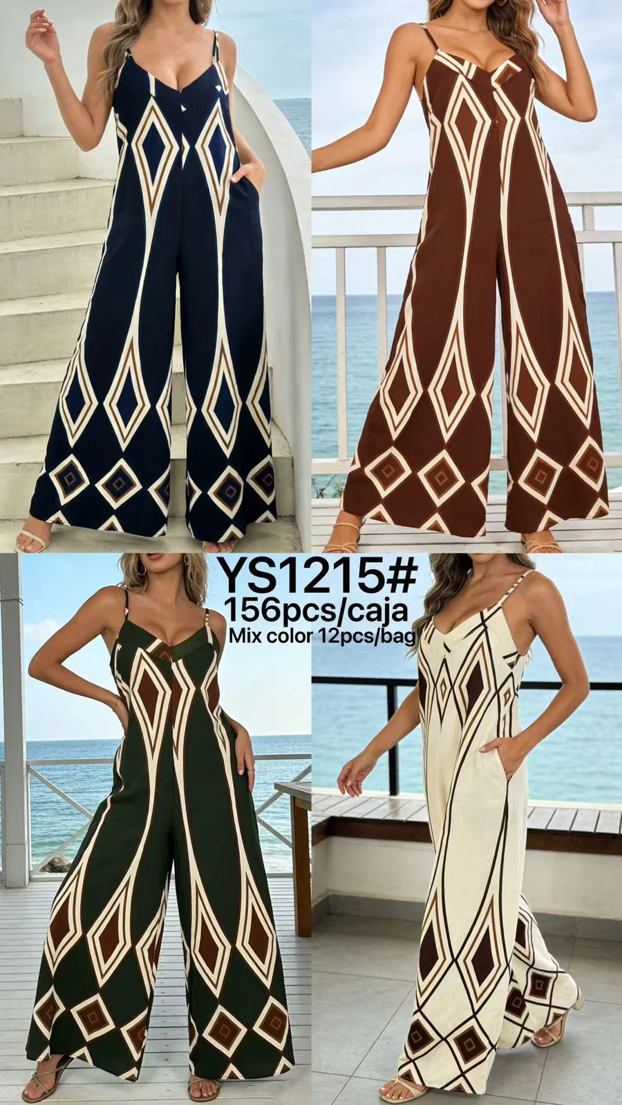 Jumpsuit de mujer con estampado de diamantes-YS1215