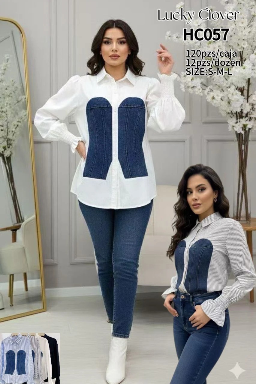 Blusa de manga larga con detalle tipo corsé-HC057