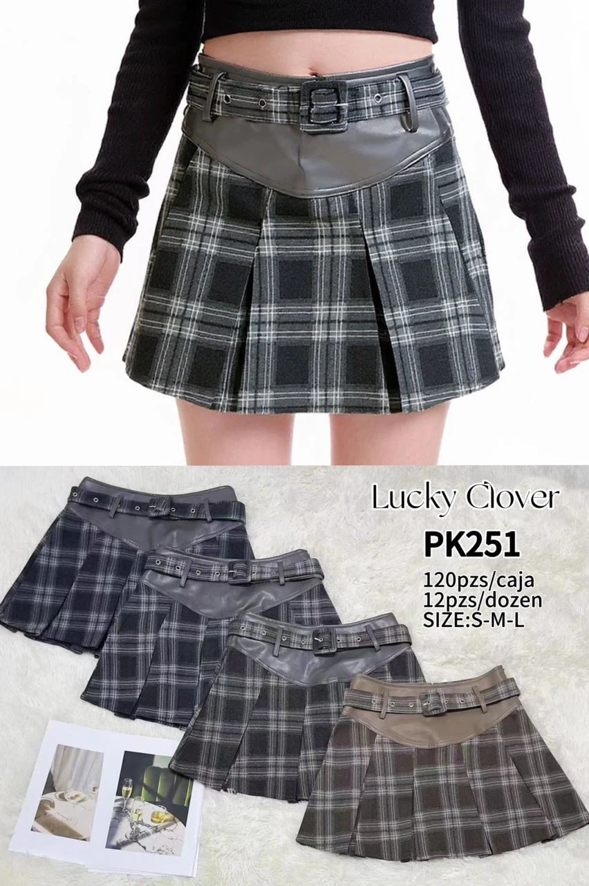 Minifalda plisada con detalle de cintura-PK251