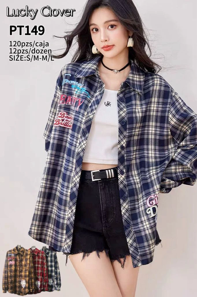 Camisa a cuadros con parches-PT149