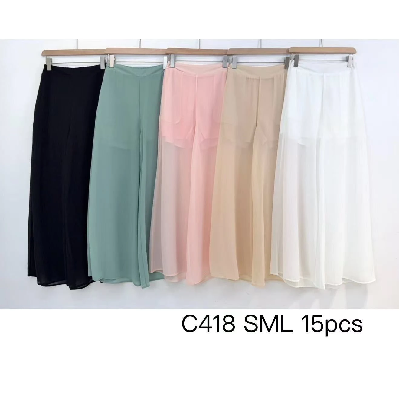 Pantalones Palazzo Transparentes de Gasa-C418