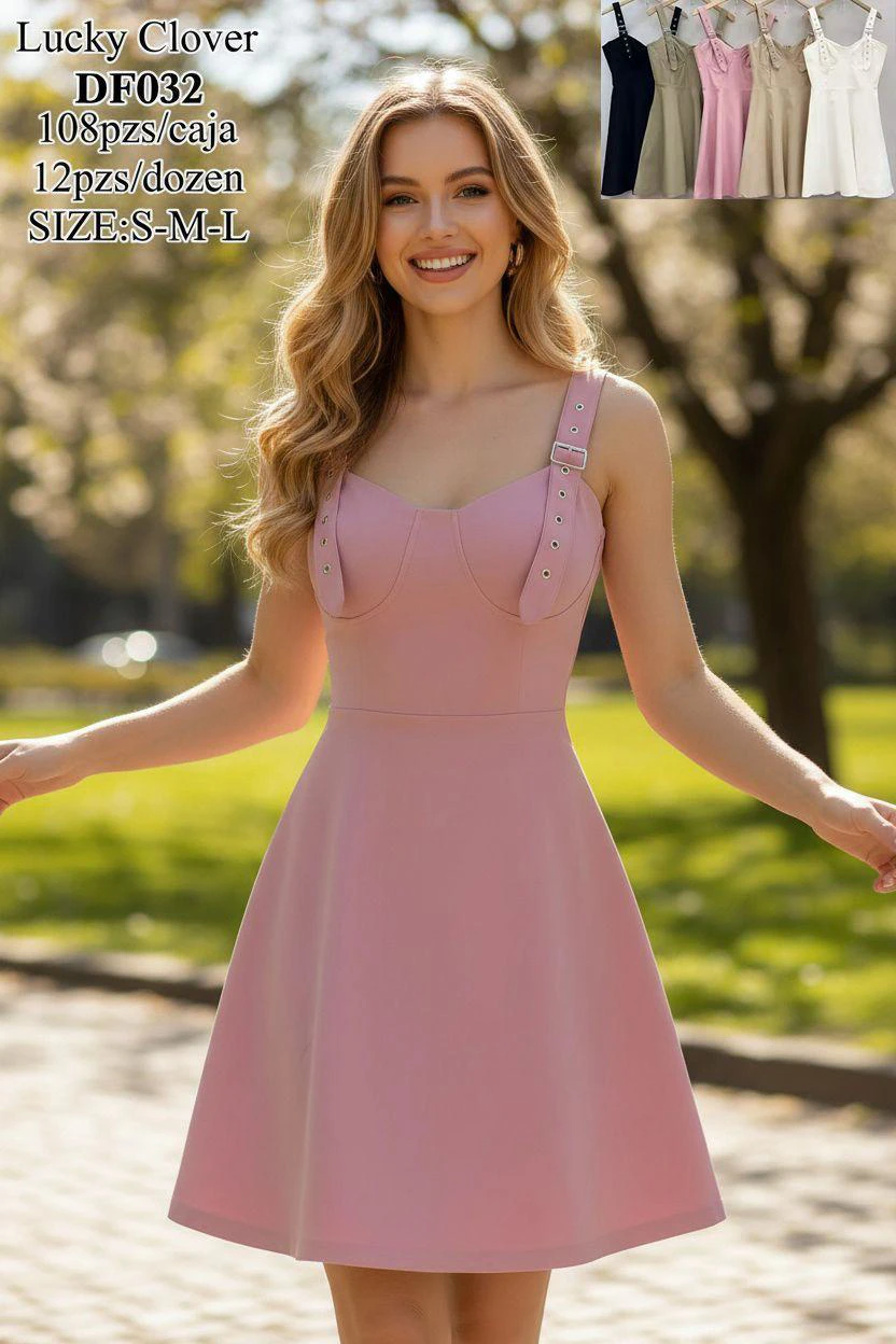 Vestido con tirantes de hebilla-DF032