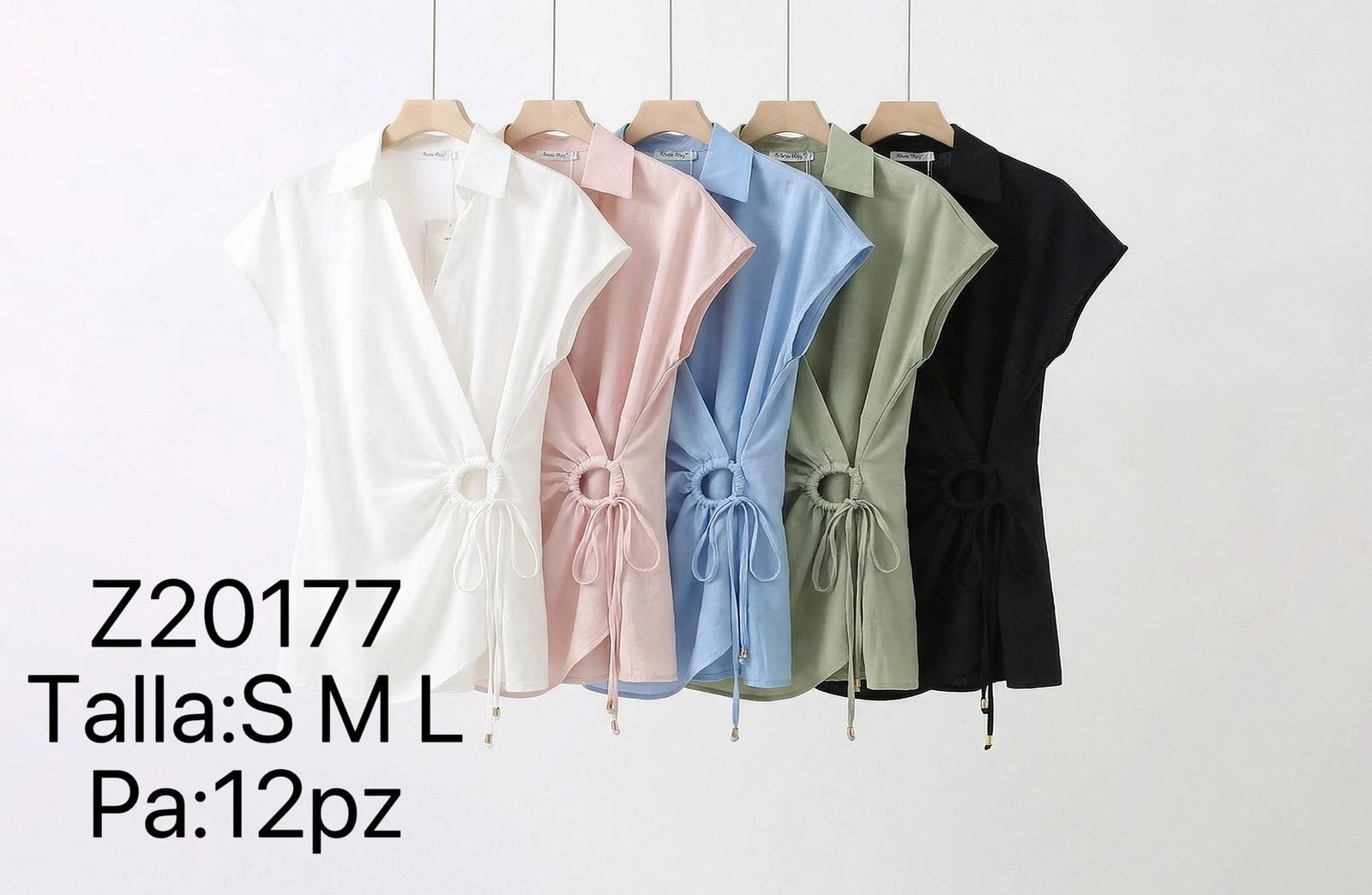 Blusa cruzada con amarre y argolla-Z20177