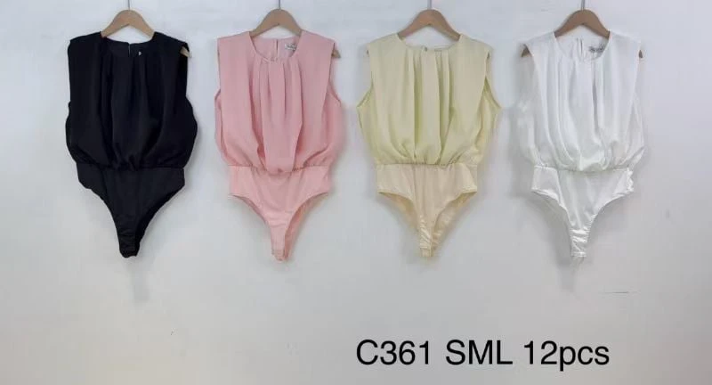 Body sin mangas con detalle fruncido-C361