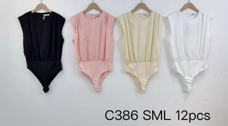 Bodysuit de manga corta con cuello redondo-C386