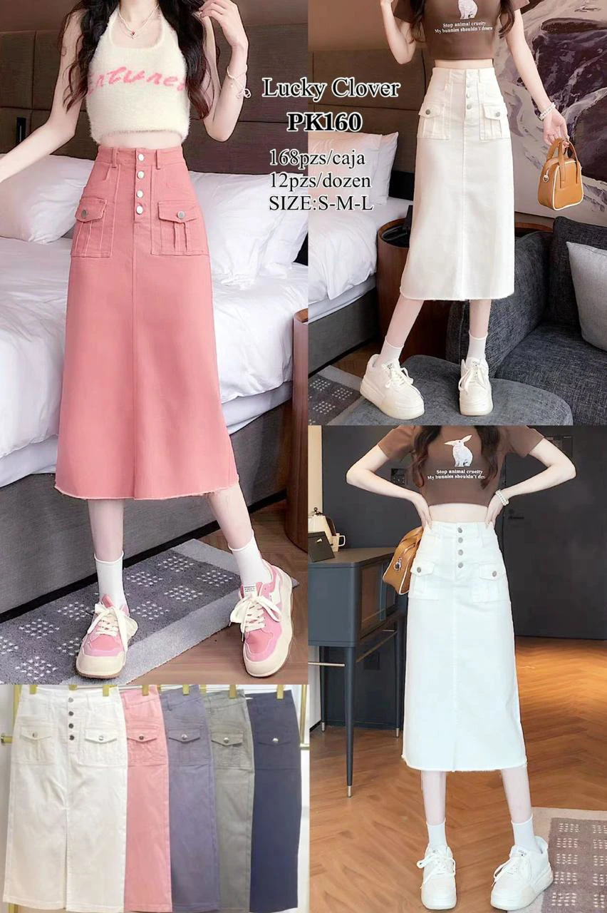 Falda midi con botones-PK160