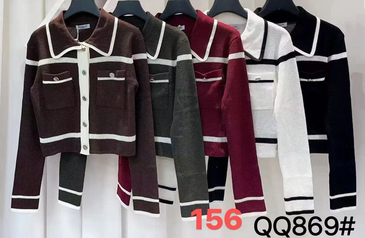 Chaqueta de punto con cuello Peter Pan-QQ869