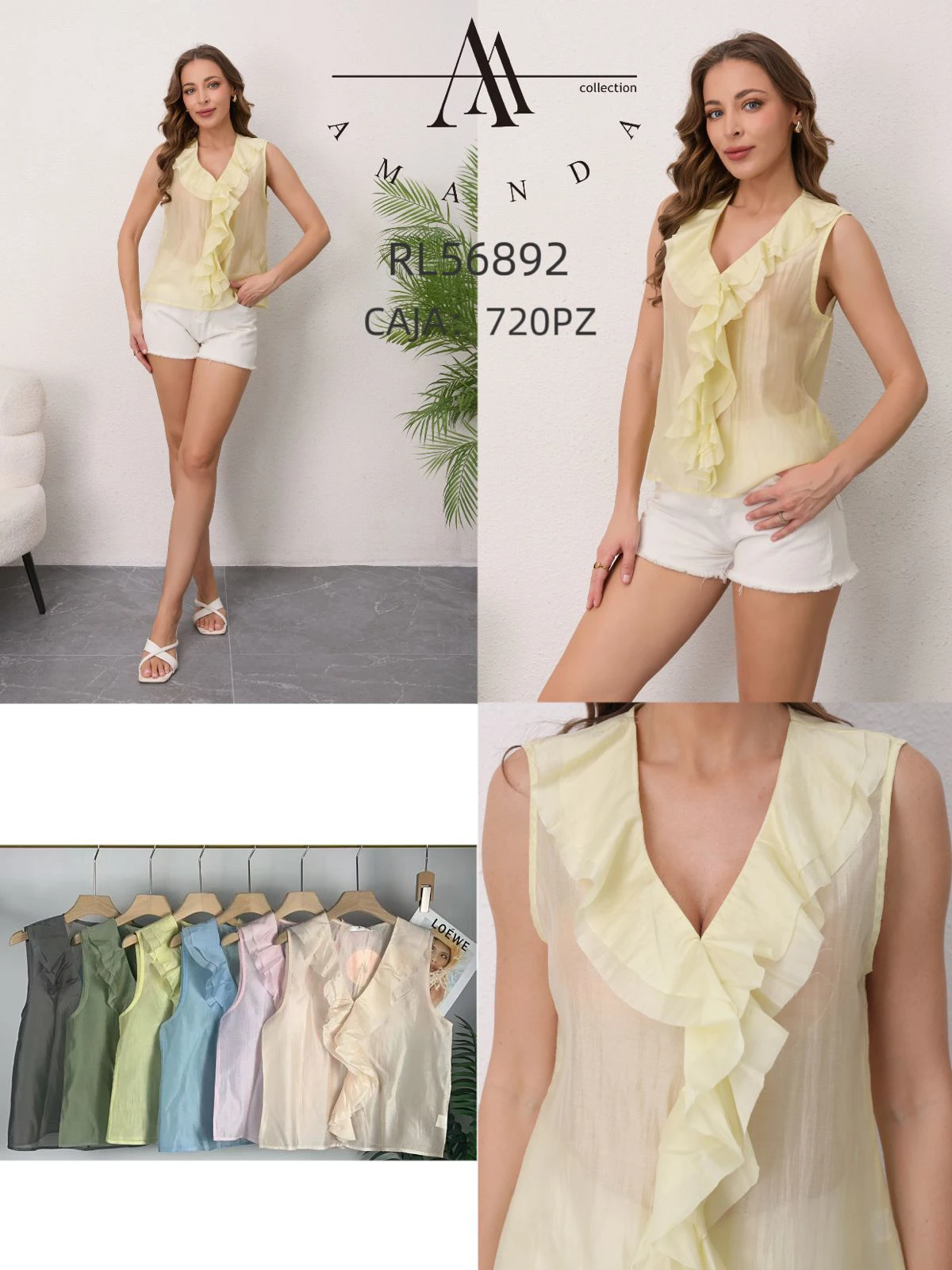 Blusa sin mangas con volantes-RL56892