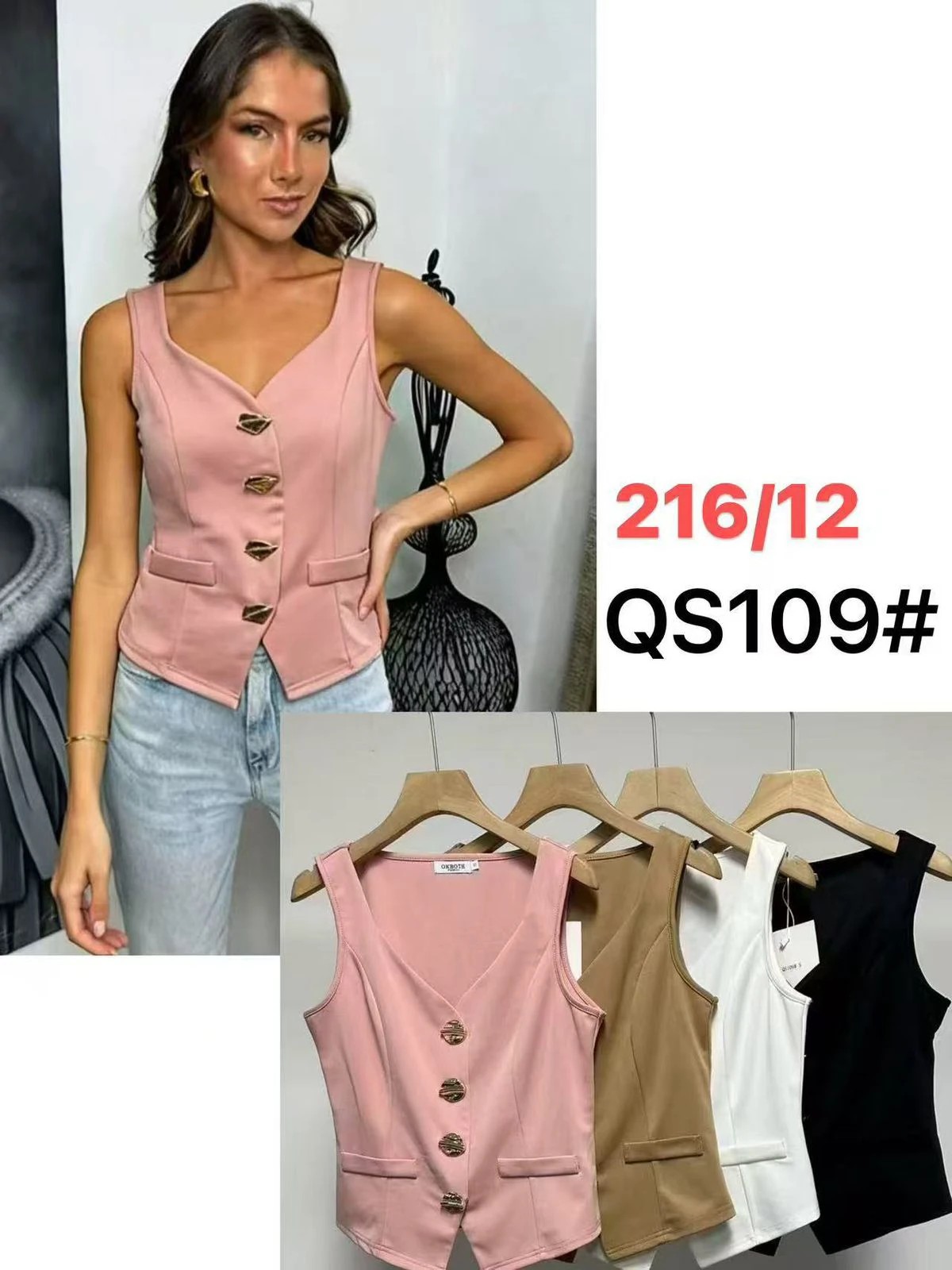 Chaleco tipo blusa con botones-QS109
