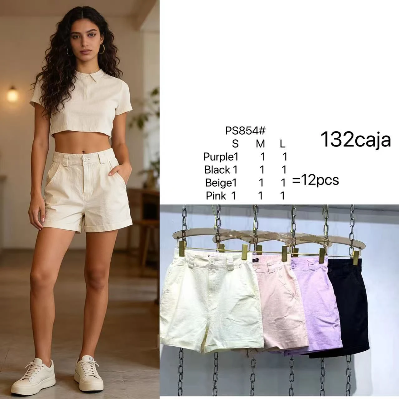 Shorts casuales de mujer-PS854