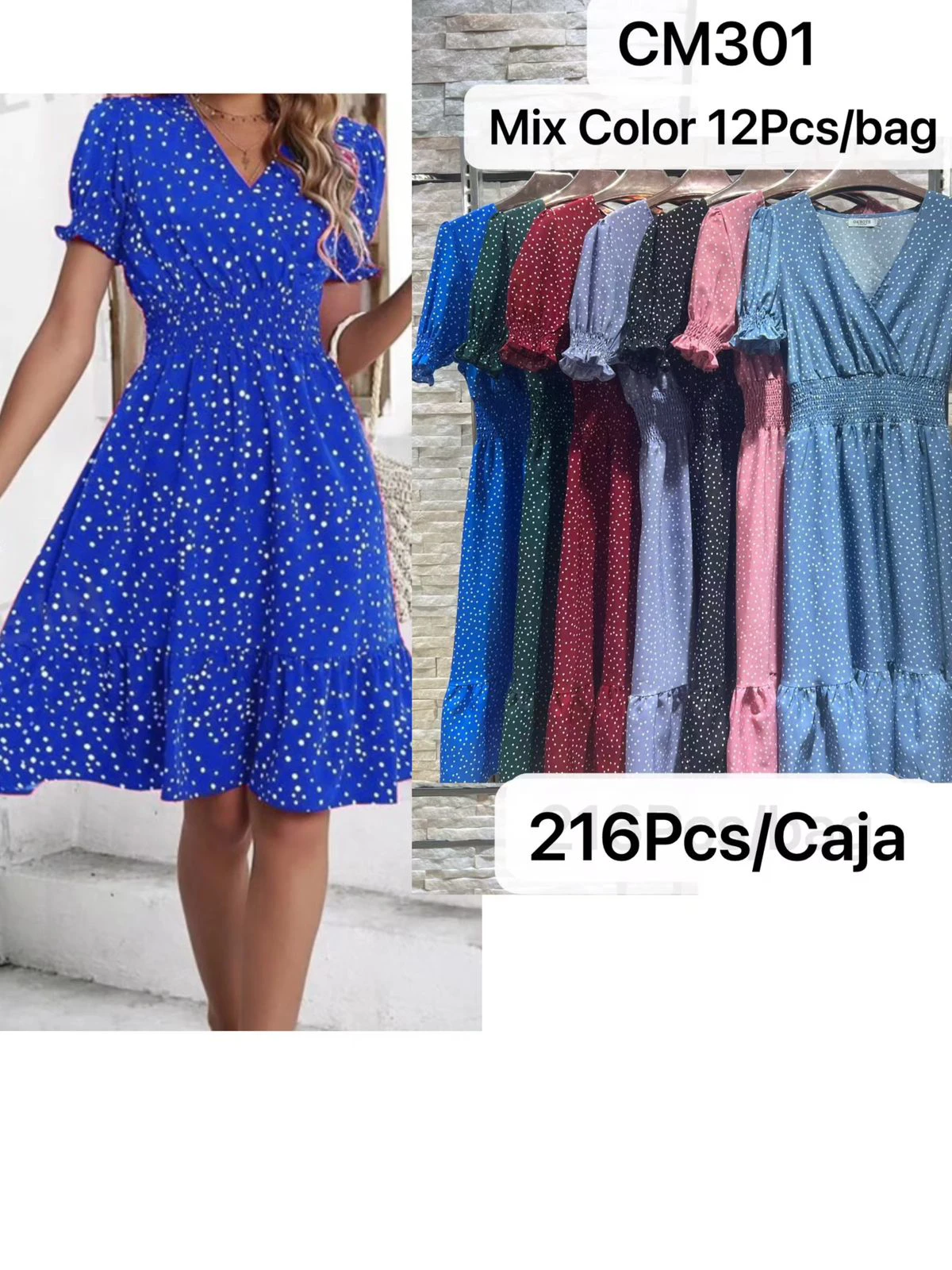Vestido de mujer con estampado de puntos-CM301