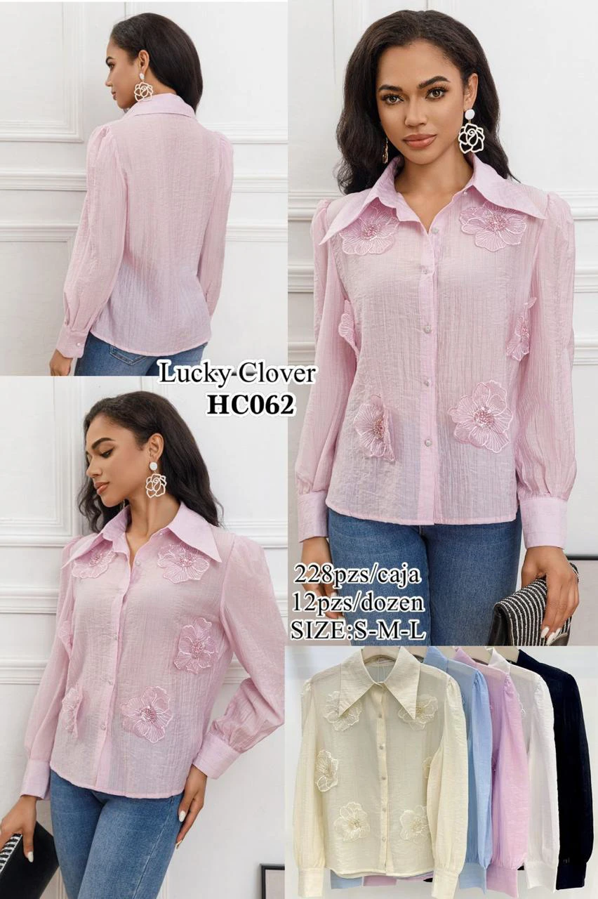 Blusa con apliques florales-HC062