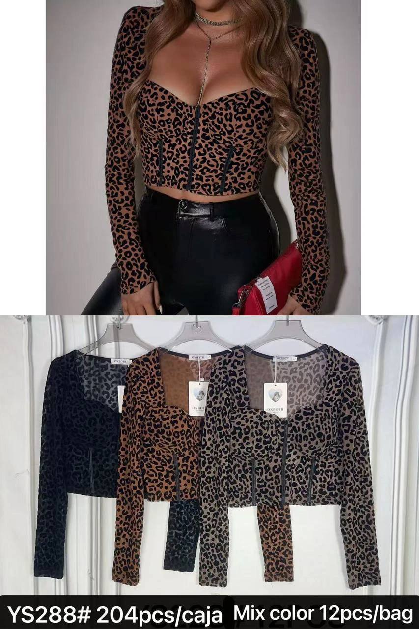 Top manga larga estampado animal print-YS288