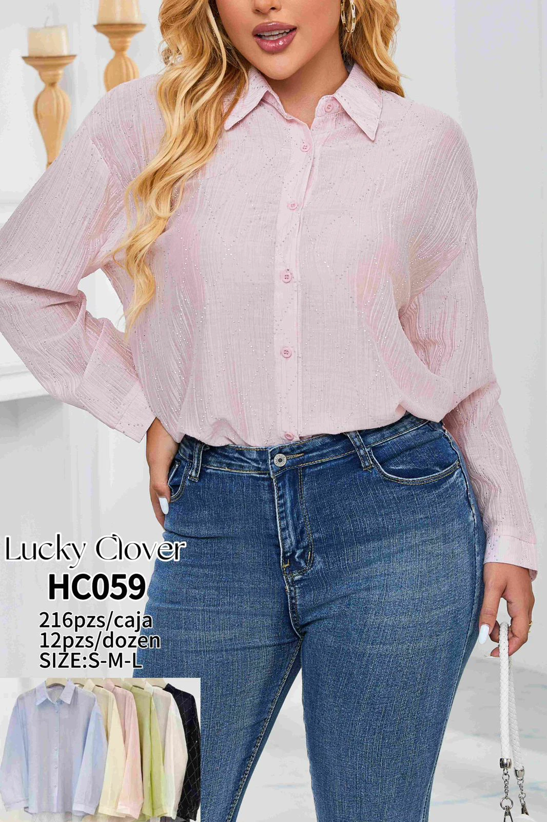 Blusa de manga larga con botones-HC059