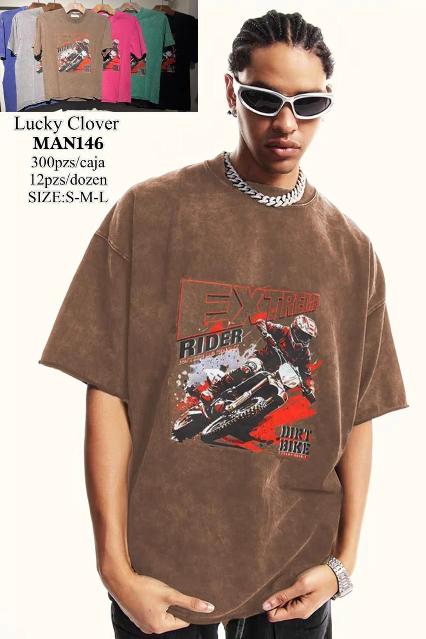 Playera con estampado de motocross-MAN146