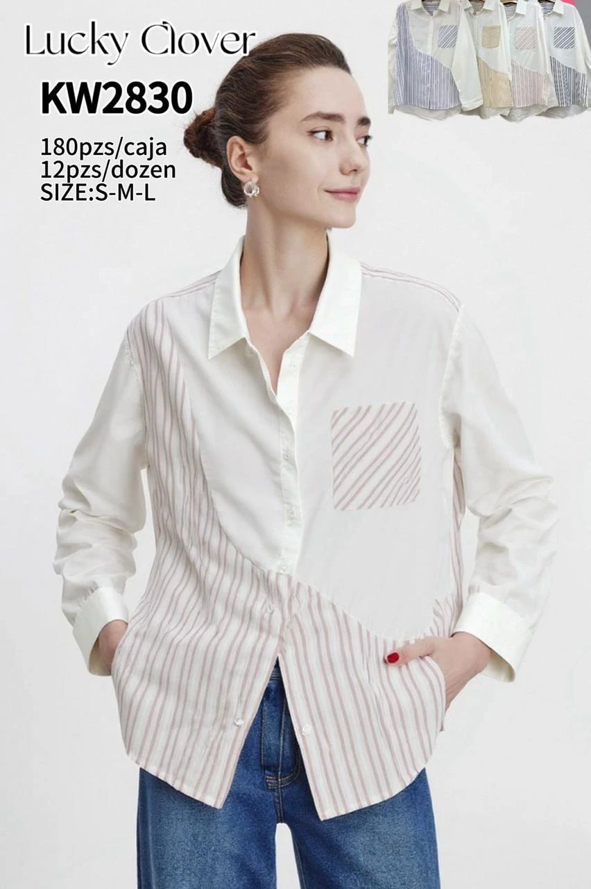Camisa de mujer con diseño a rayas-KW2830