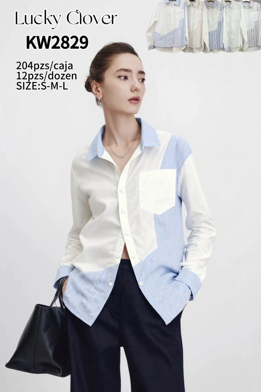Camisa manga larga con diseño-KW2829