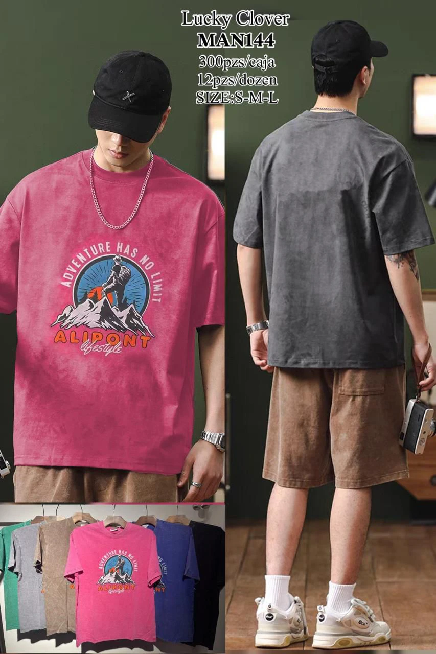 Playera casual con estampado de aventura-MAN144