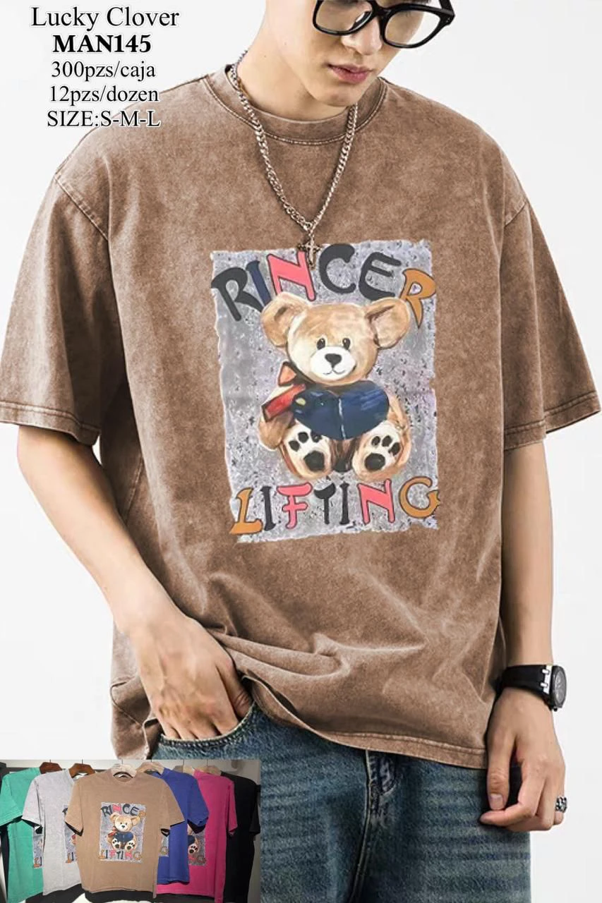 Playera con estampado de oso Prince Lifting-MAN145
