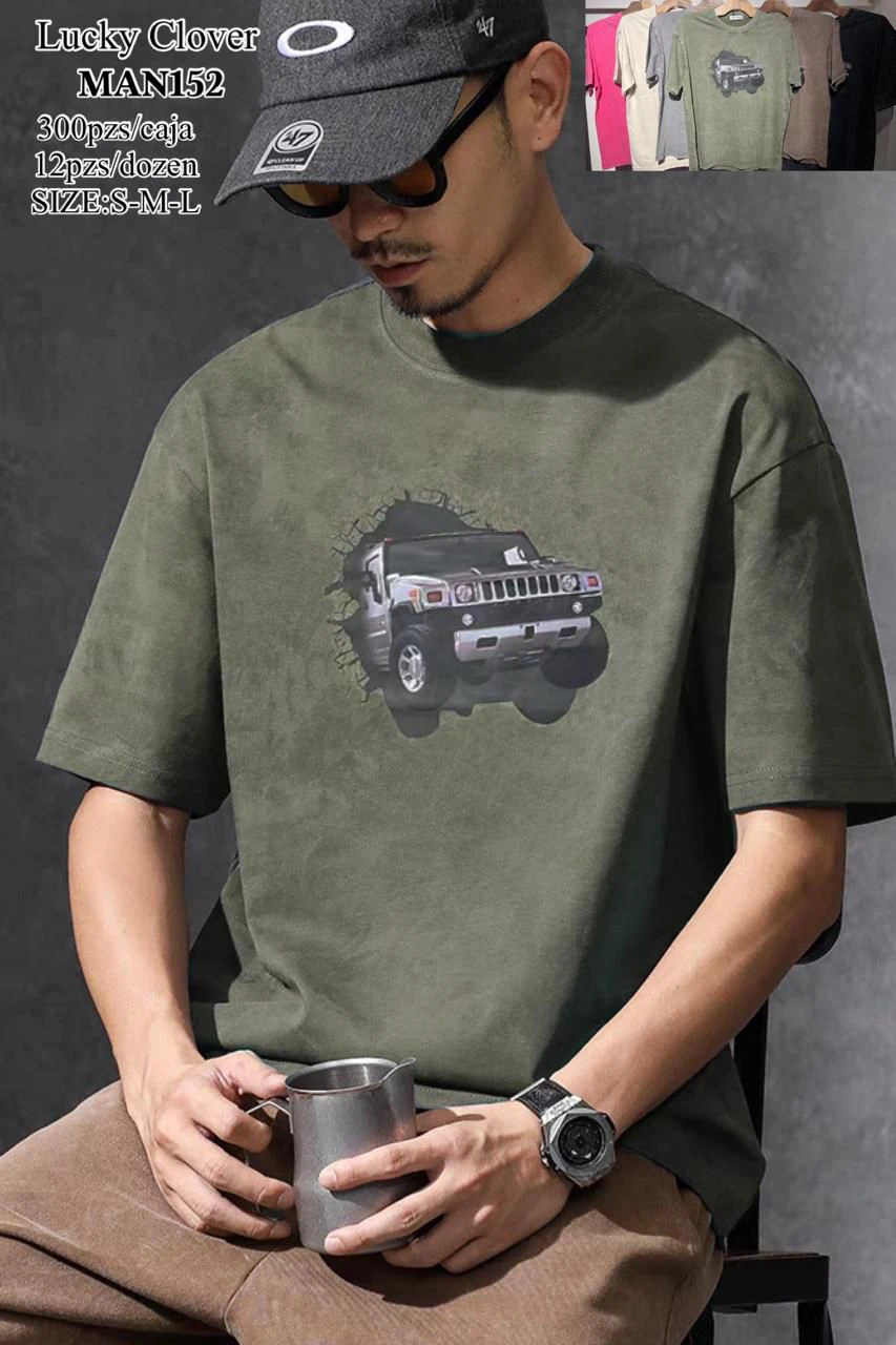 Playera de hombre con estampado de camioneta-MAN152
