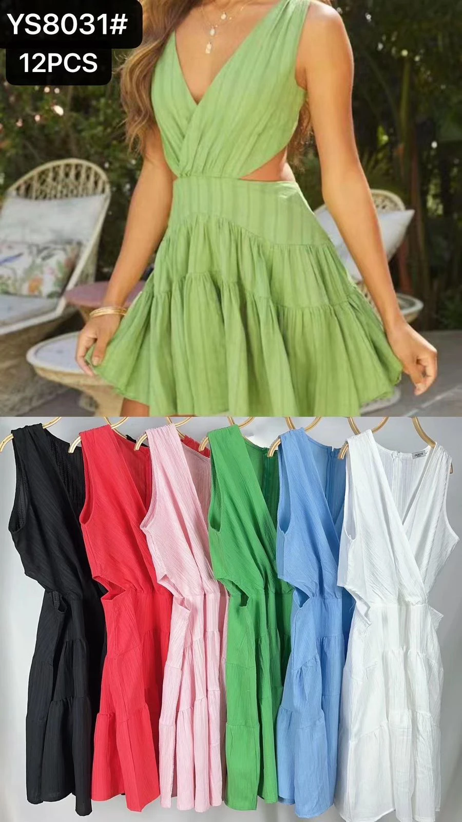 Vestido Corto con Aberturas Laterales-YS8031