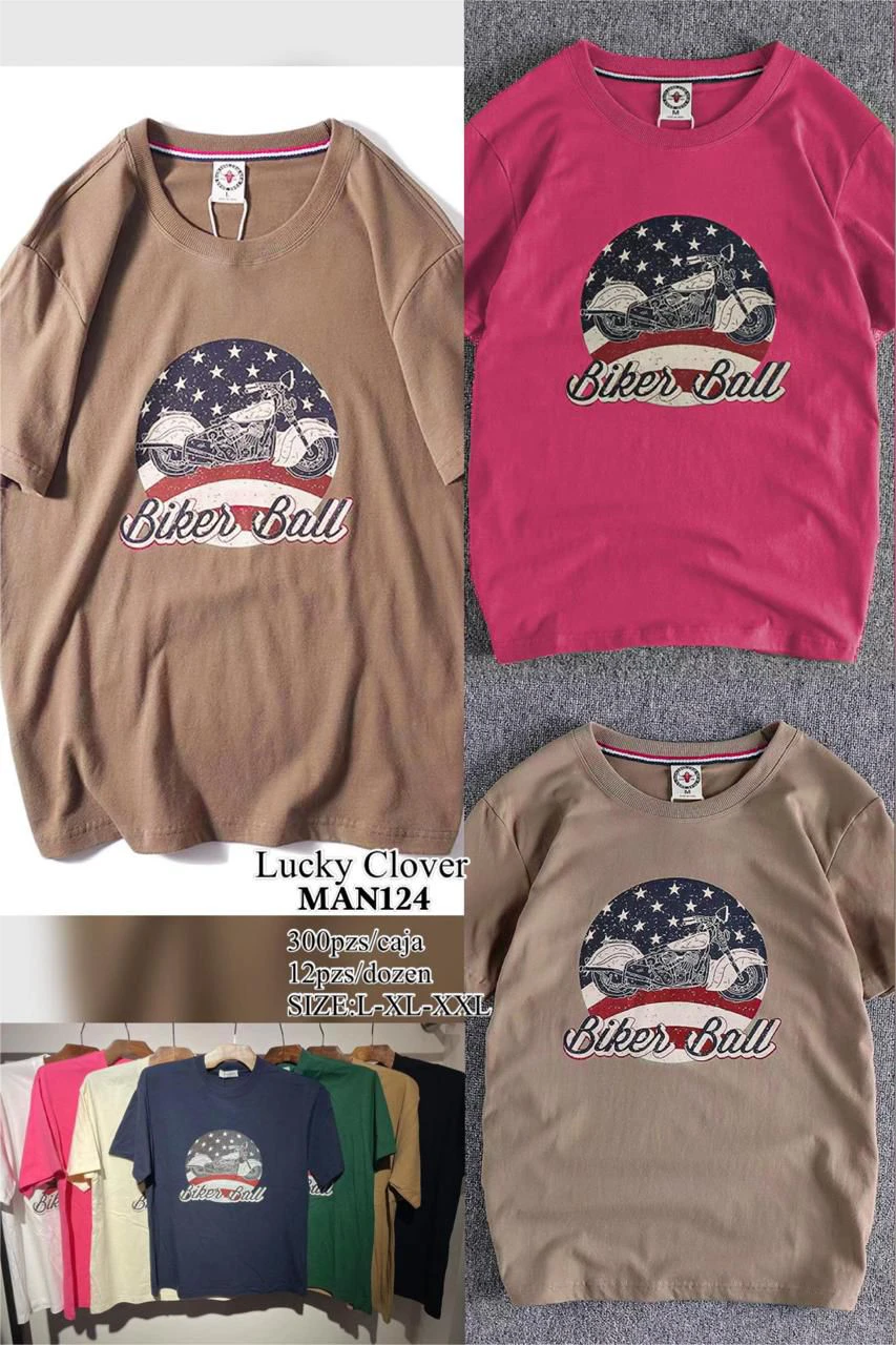 Playera con estampado de motocicleta-MAN124