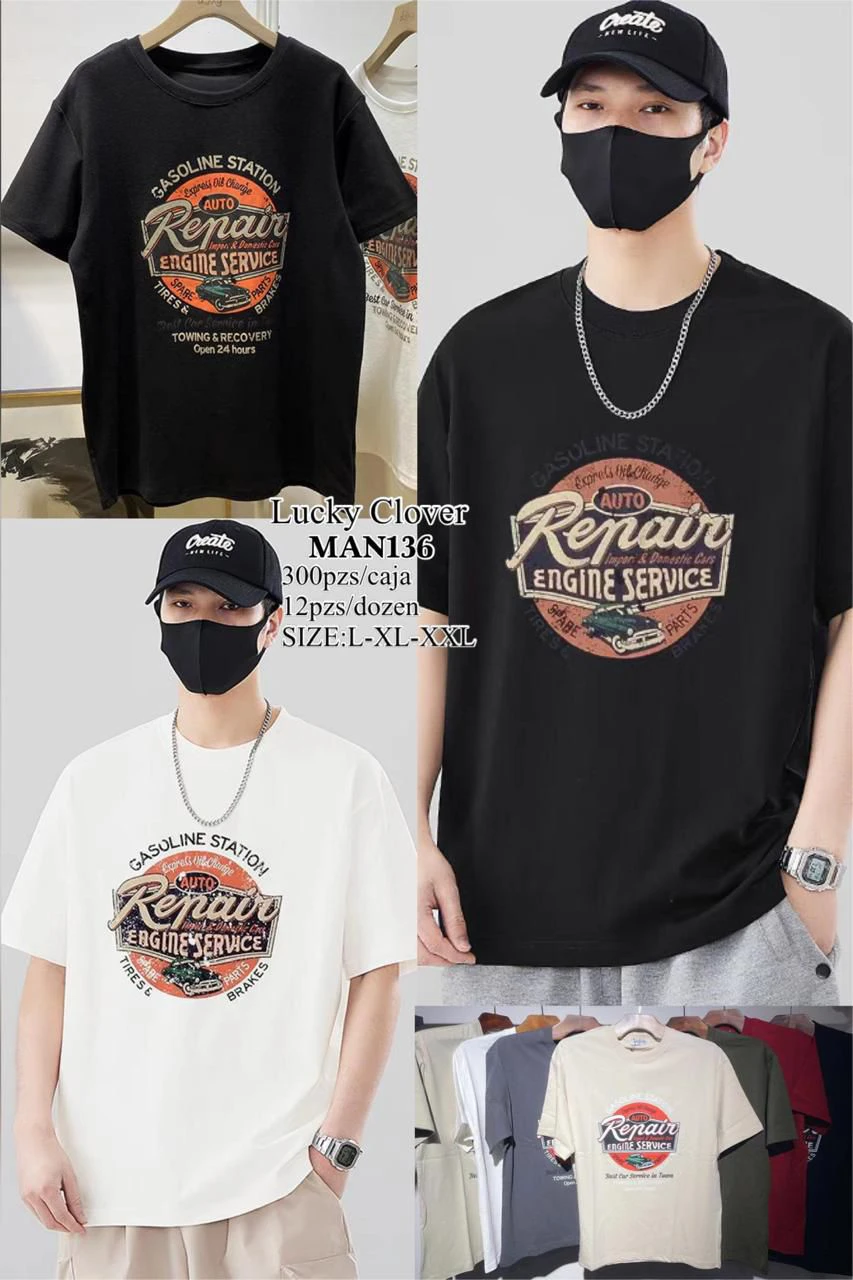 Playera de manga corta con estampado-MAN136