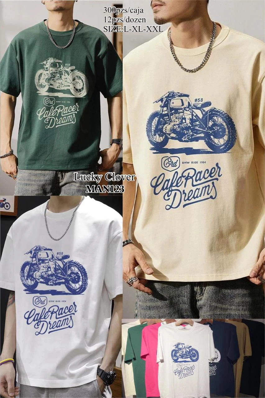 Playera Estampado Moto Café Racer Dreams-MAN123