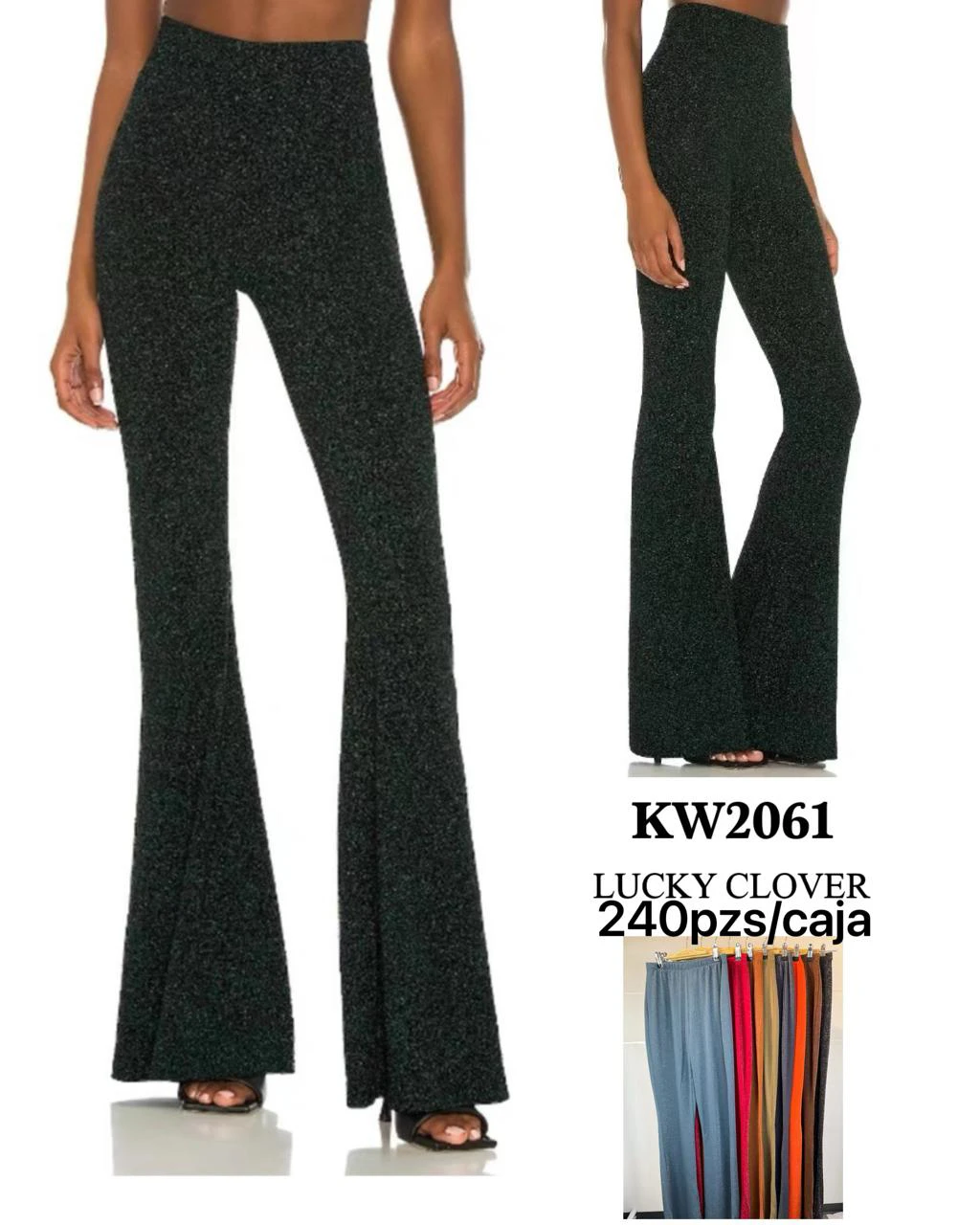 Pantalones Acampanados con Glitter para Mujer-KW2061