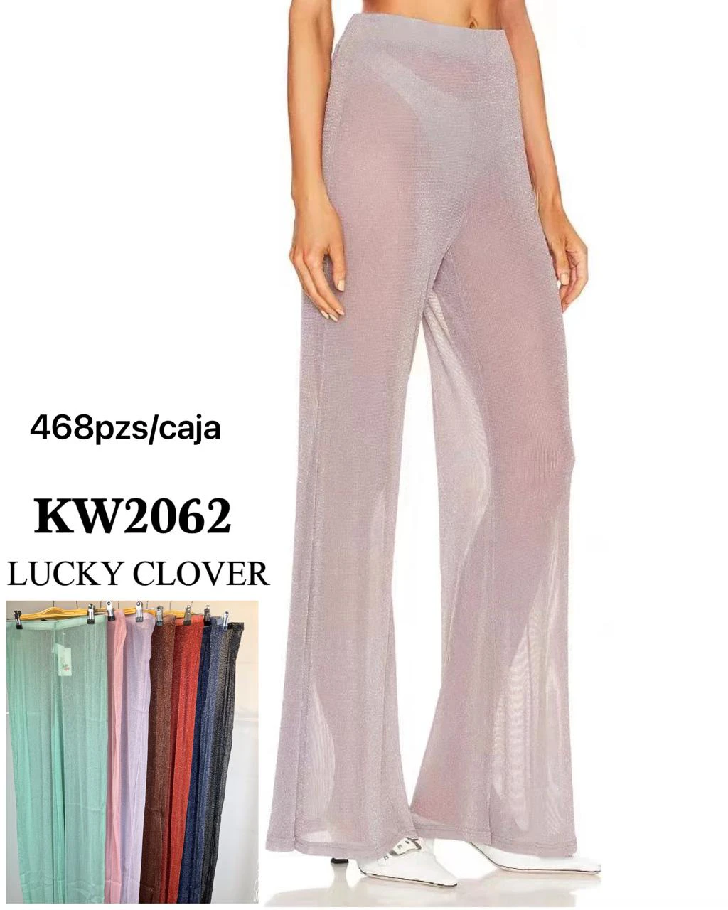 Pantalones de malla de pierna ancha para mujer-KW2062
