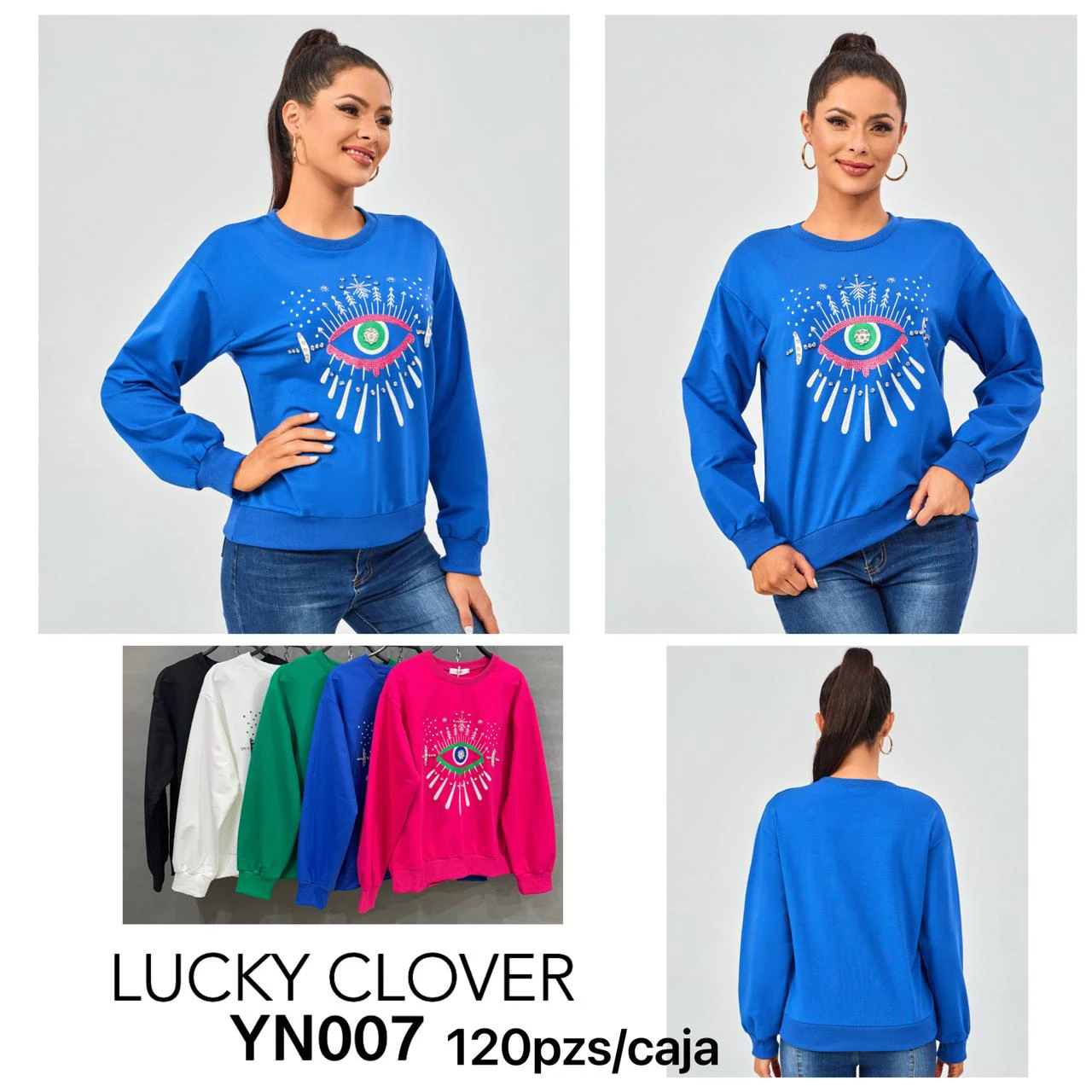 Sudadera con estampado de ojo místico-YN007