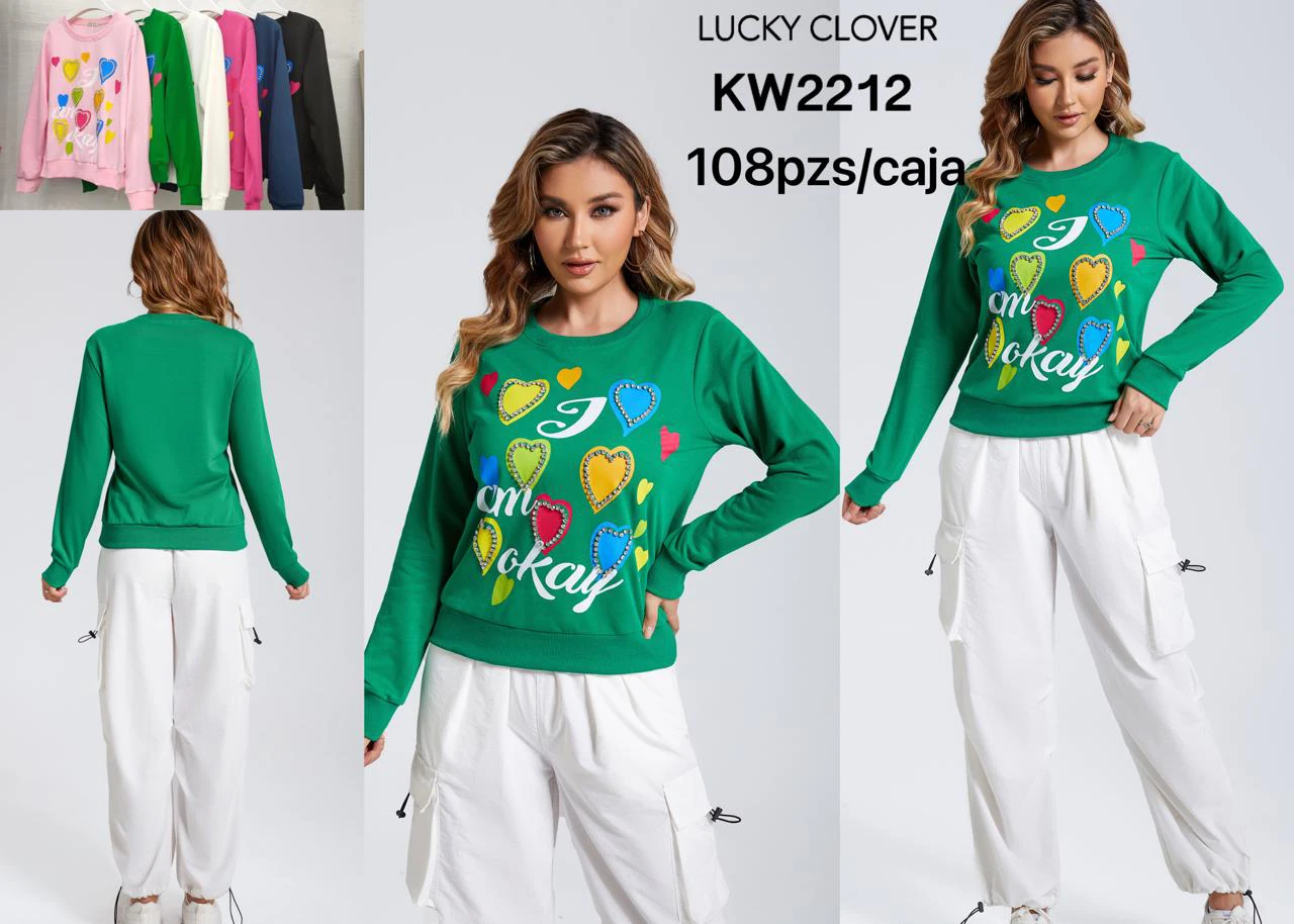 Sudadera estampada de corazones-KW2212