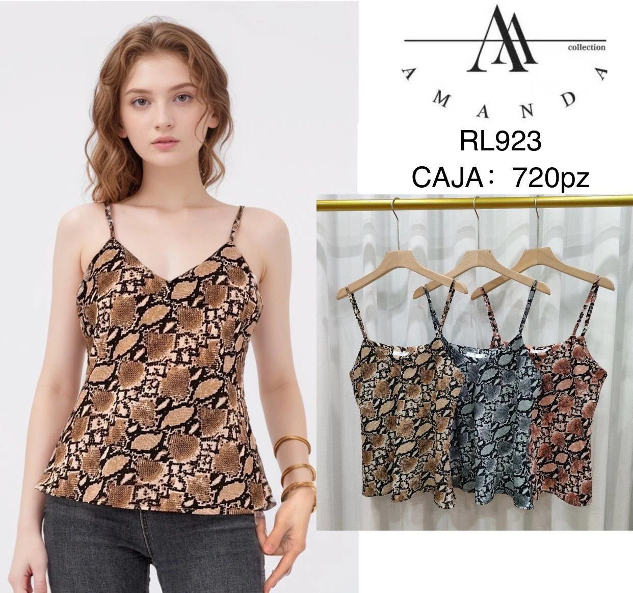 Top de tirantes con estampado de serpiente-RL923