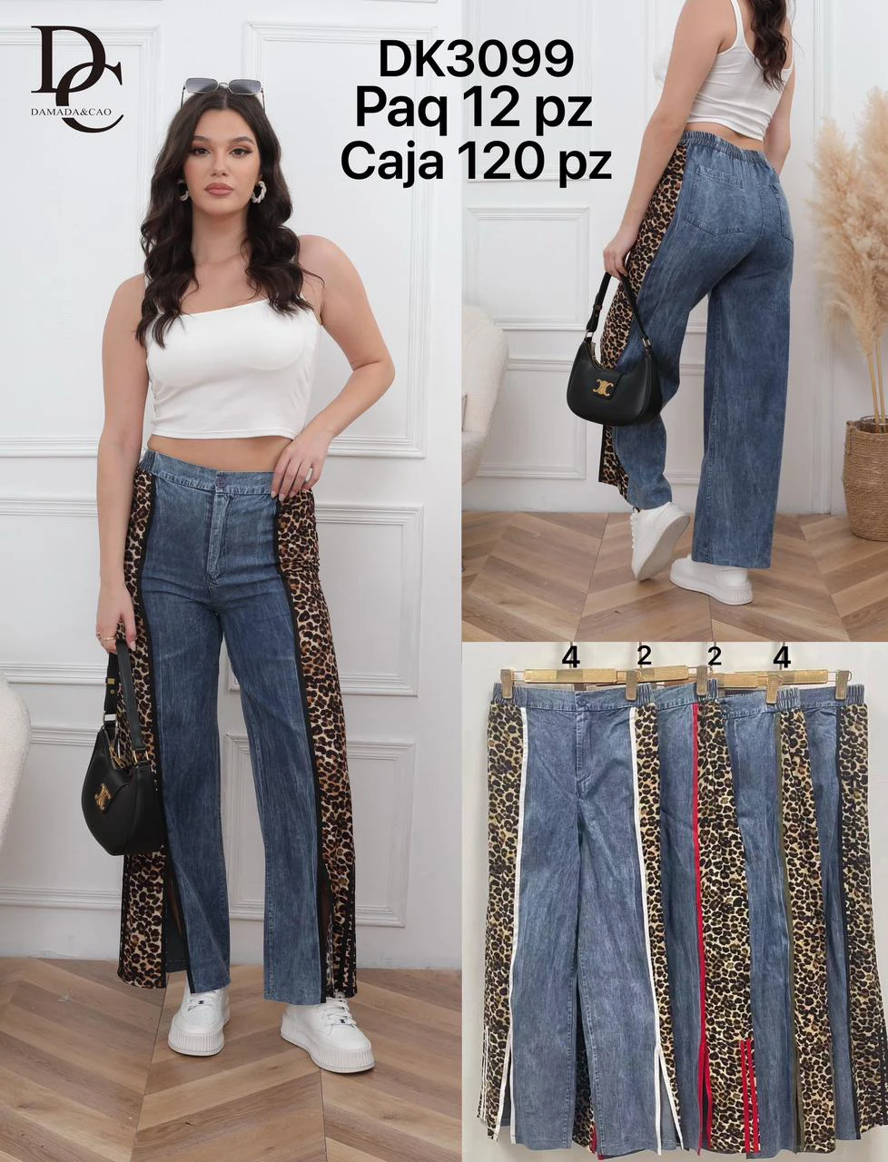 Jeans Tipo Mezclilla Corte Recto con Franja Lateral de Estampado-DK3099