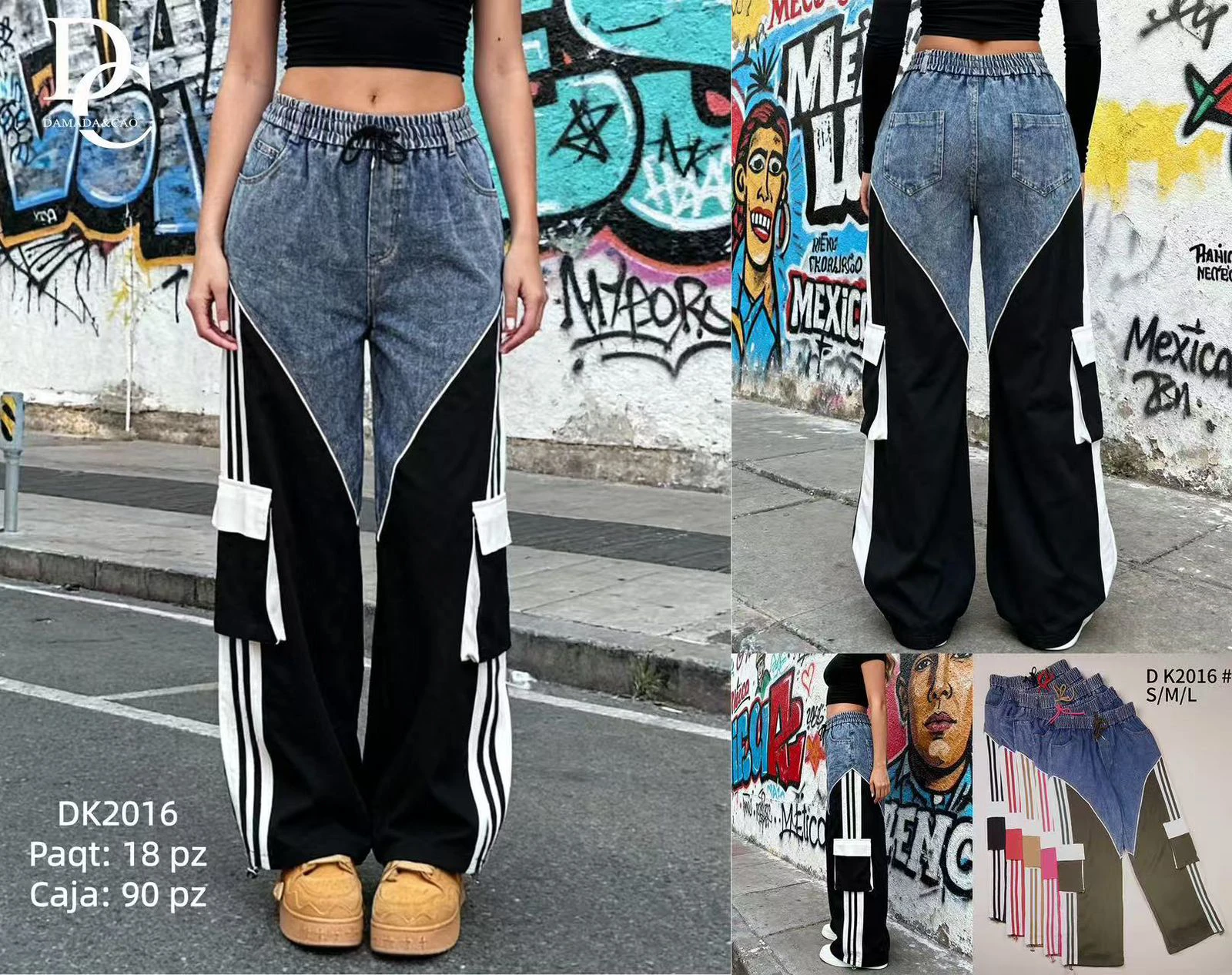 Pantalones Cargo Bicolor con Rayas-DK2016