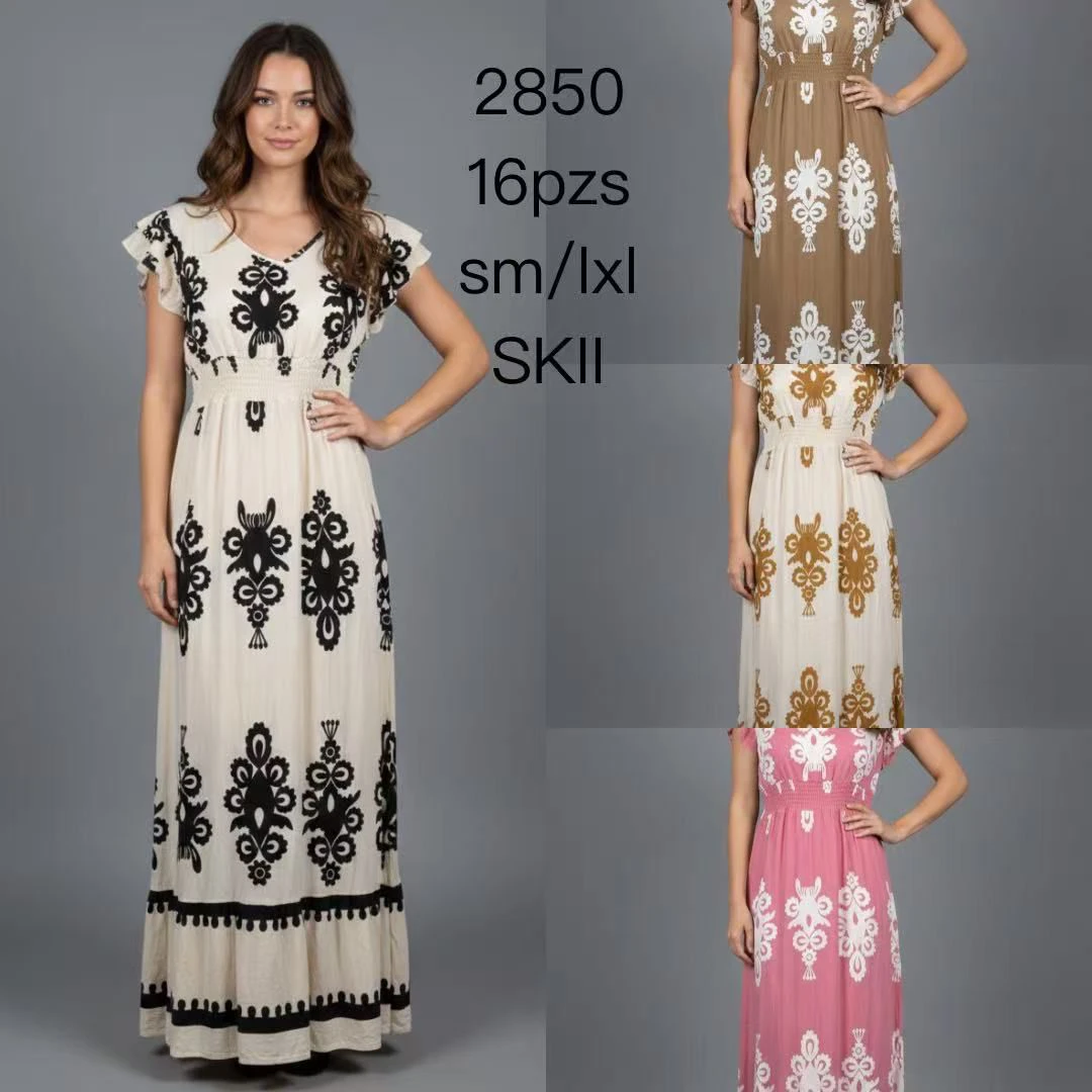 Vestido largo con estampado-2850