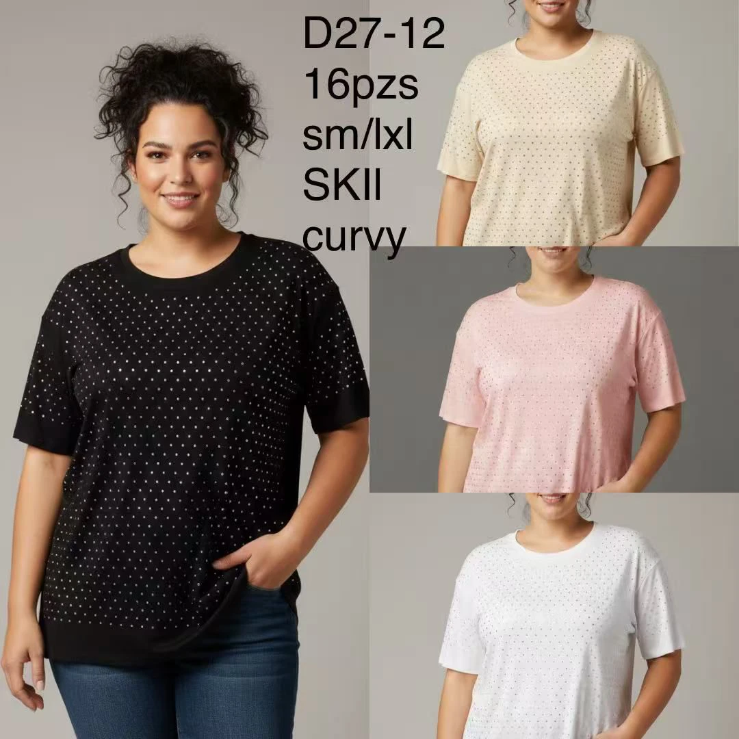Playera de manga corta con brillos-D27-12