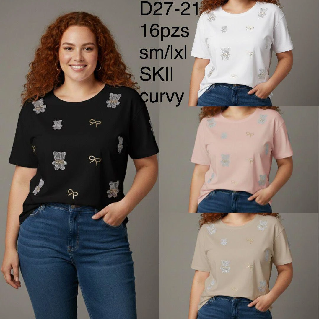 Playera de cuello redondo con estampado-D27-21