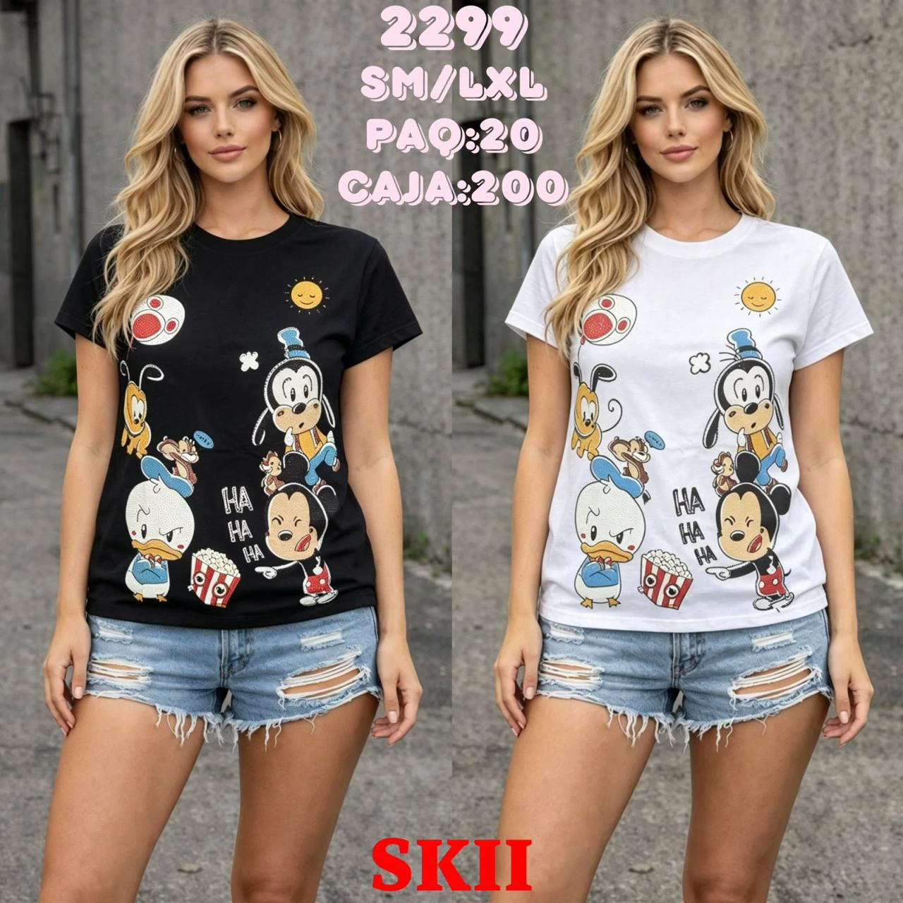 Playera con estampado de personajes animados-2299