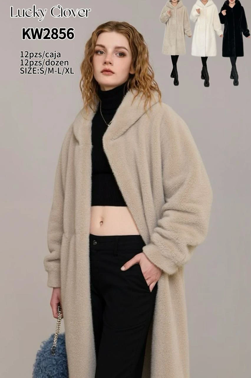 Abrigo largo de peluche-KW2856