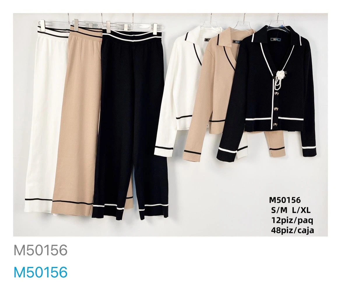 Conjunto de pantalón y cárdigan para mujer-M50156